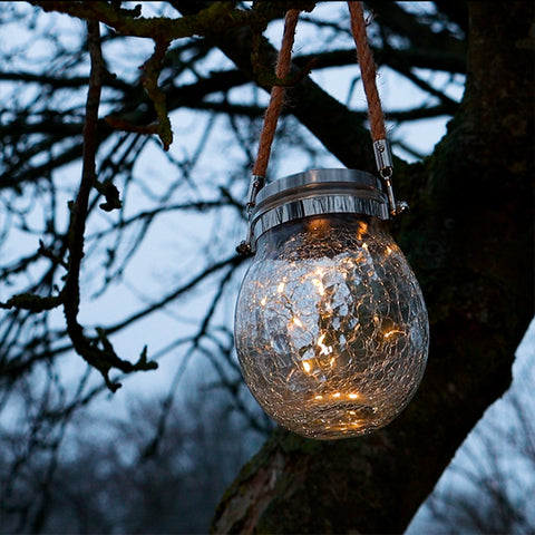 Solar Glaskugle med lyskæde - Ø12cm