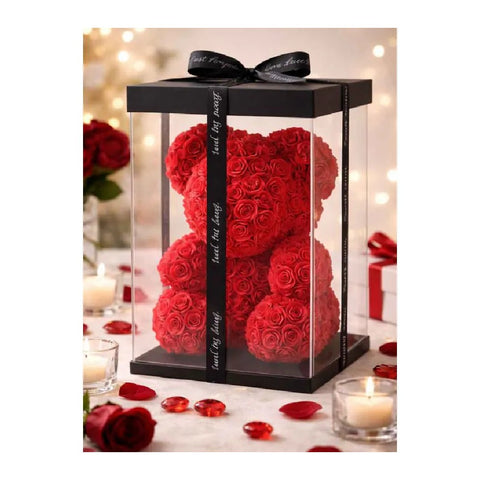 Teddybjørn lavet af stof roser, 25cm