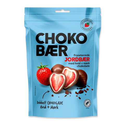 Nordthy Chokobær Jordbær Hvid Chokolade og Mørk Chokolade 90