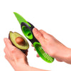 Avocado-Kniven, der let deler avocadoen, fjerner kernen og skærer frugtlkødet i flotte skiver