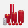 LED stearinlys med realistisk 3D flamme og fjernbetjening 10 dele - Rød