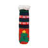 Jule hyggesokker - Rødstribet sok med glad juletræ på foden (Onesize med Antiskrid-bund)
