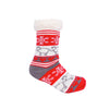 Jule hyggesokker - Rød sok med stjerner, lam og hjerter (Onesize med Antiskrid-bund)