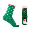 Jule hyggesokker - Grøn sok med snemand og fnug (Onesize med Antiskrid-bund)